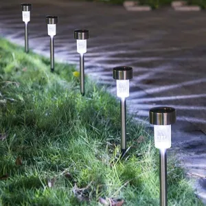 12-Pack: Stainless Steel Solar Powered Pathway Garden Light