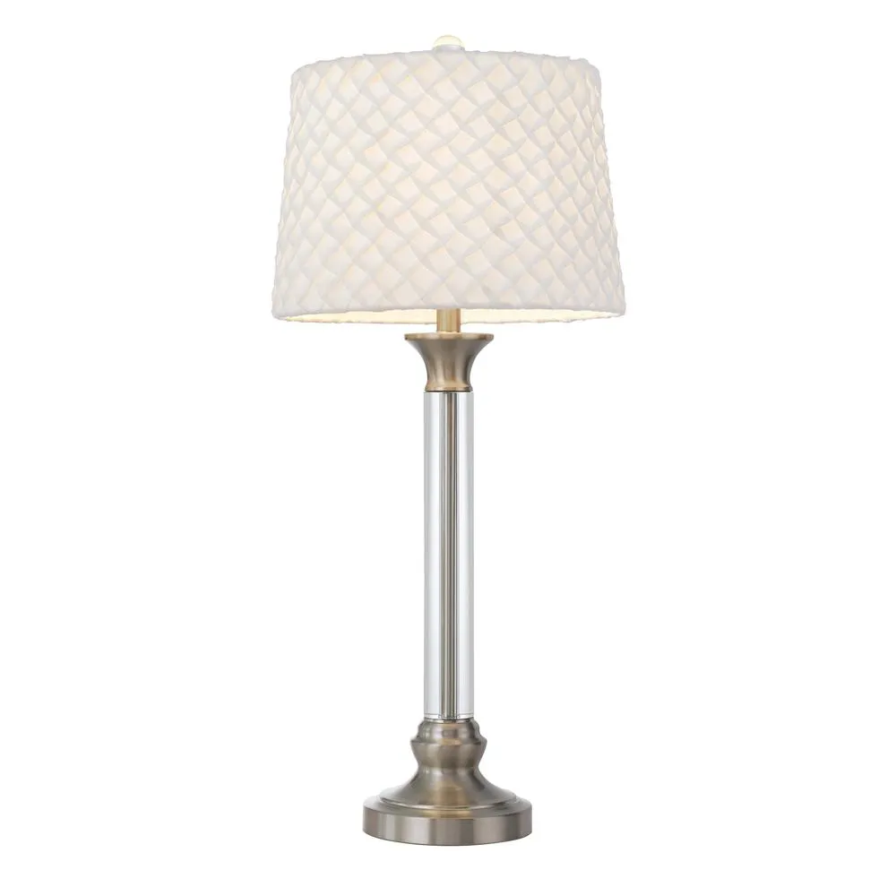 150W 3 Way Ruston Crystal/Metal Table Lamp With Pleated Hardback Shade By Cal Lighting