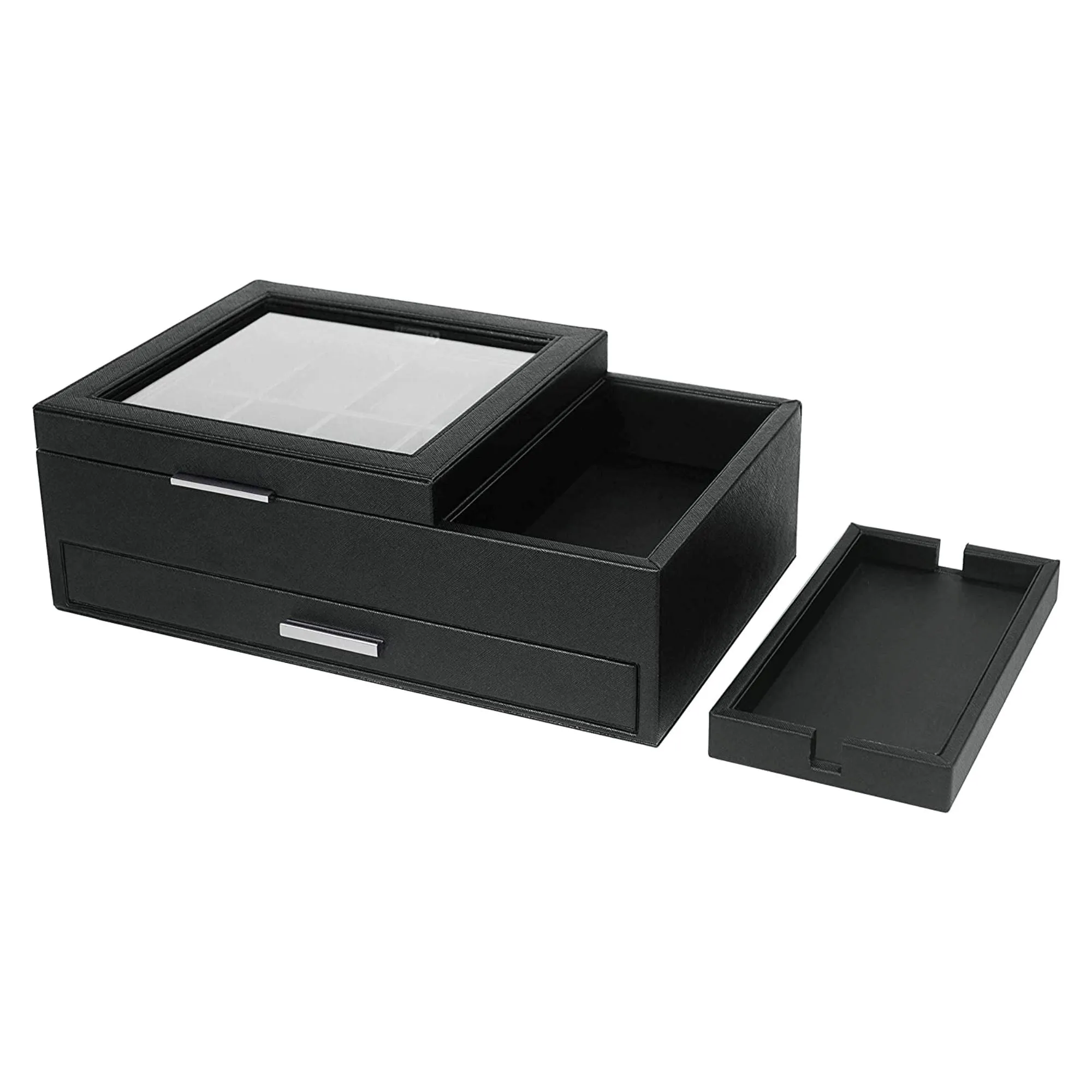 8 Slots Watch Box with Drawer in Black