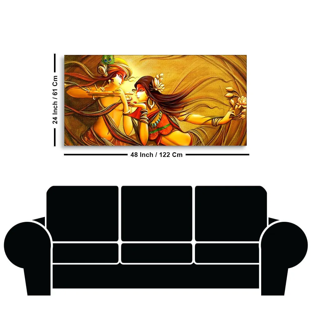 Abstract Art of Lord Radha Krishna Flute Canvas Wall Painting