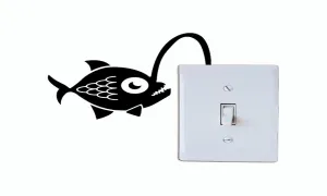 Angler Fish Connected to Light Vinyl Switch Sticker