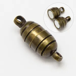 Antique Bronze Magnetic Barrel Clasp 5x15mm (5 pcs)