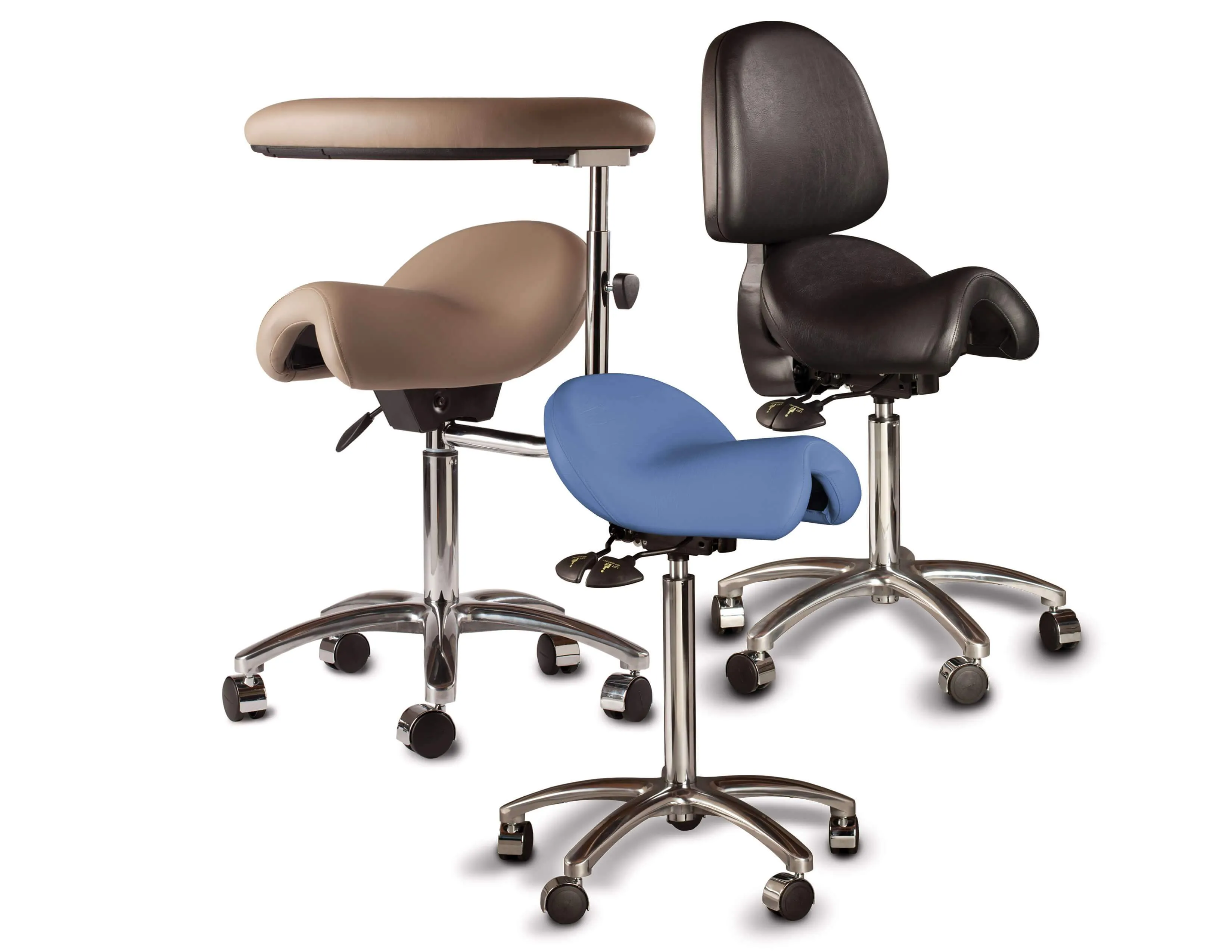 Bambach Ergonomic Saddle Stool - Back Rest and Swing Arm