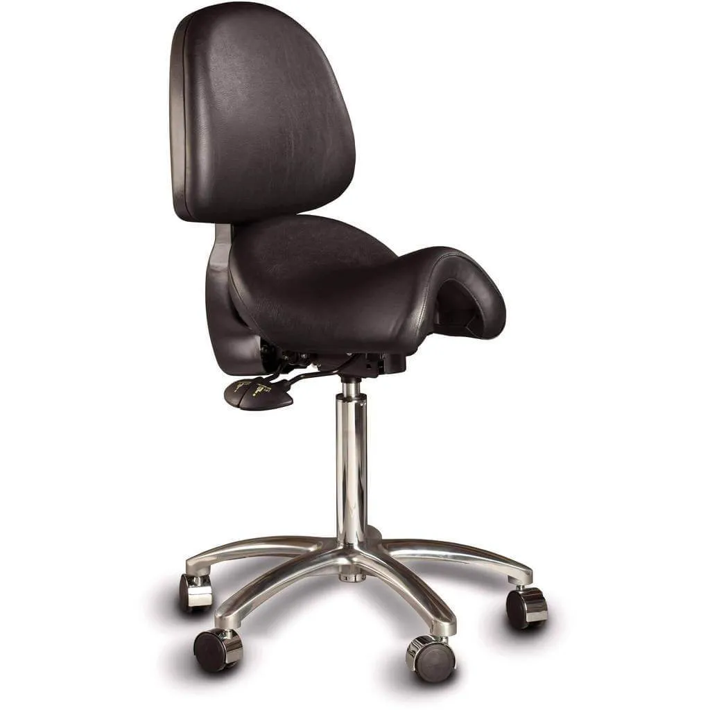 Bambach Ergonomic Saddle Stool - Back Rest and Swing Arm