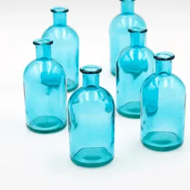 Blue Medicine Bottle Bud Vase - Set of 6 bottles