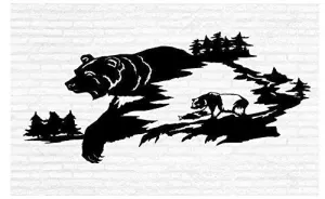 Brown and Black Bear Vinyl Wall Art Decal for Man Cave Decor - Perfect for Mountain and Hunting Enthusiasts