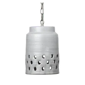 Coastal Style Grey Ceramic Tapered Perforated Pendant