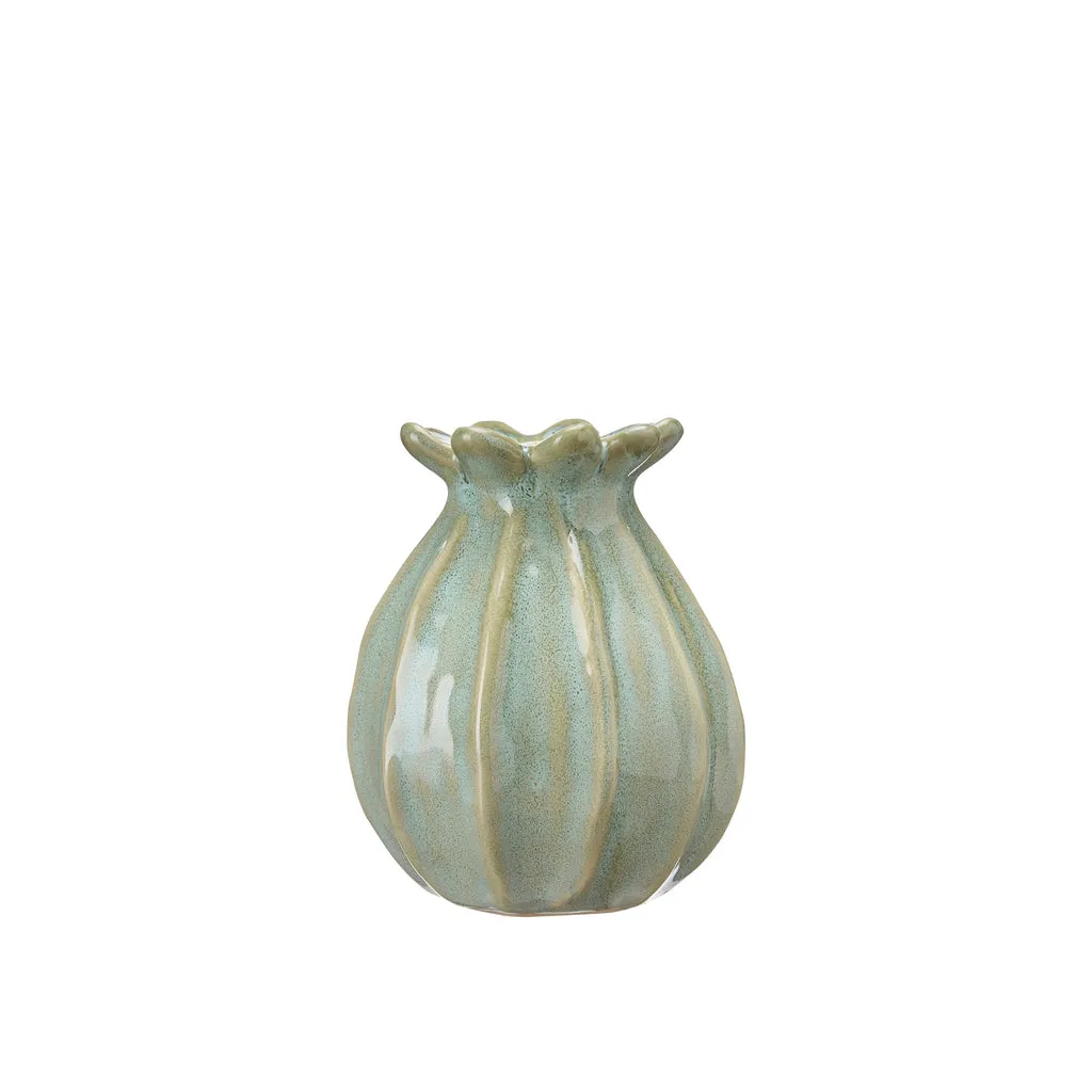 Farmhouse Green Poppy Head Vase