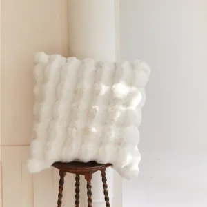 Fluffy Plush Square Pillow / White