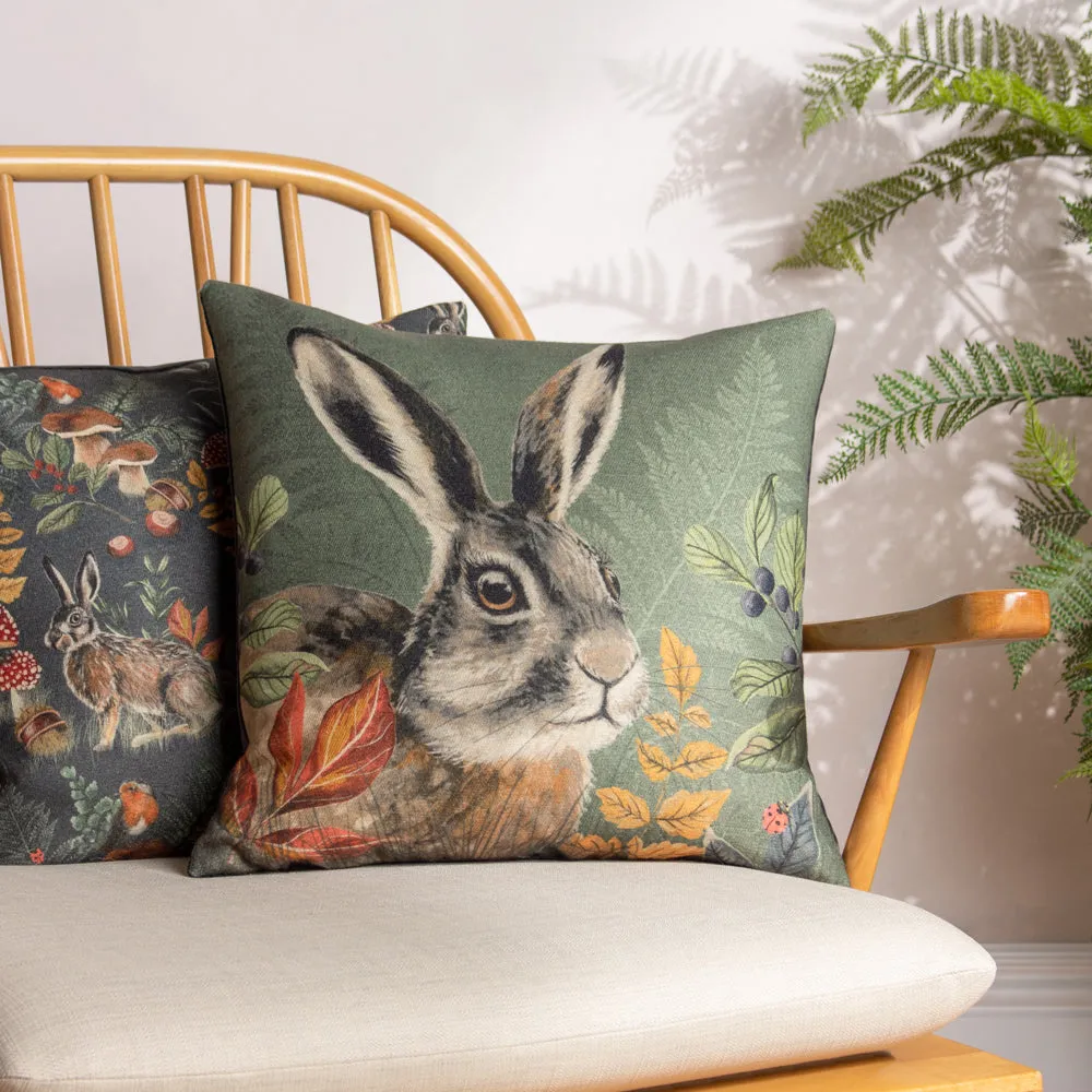 Forest Hare Cushion Grey