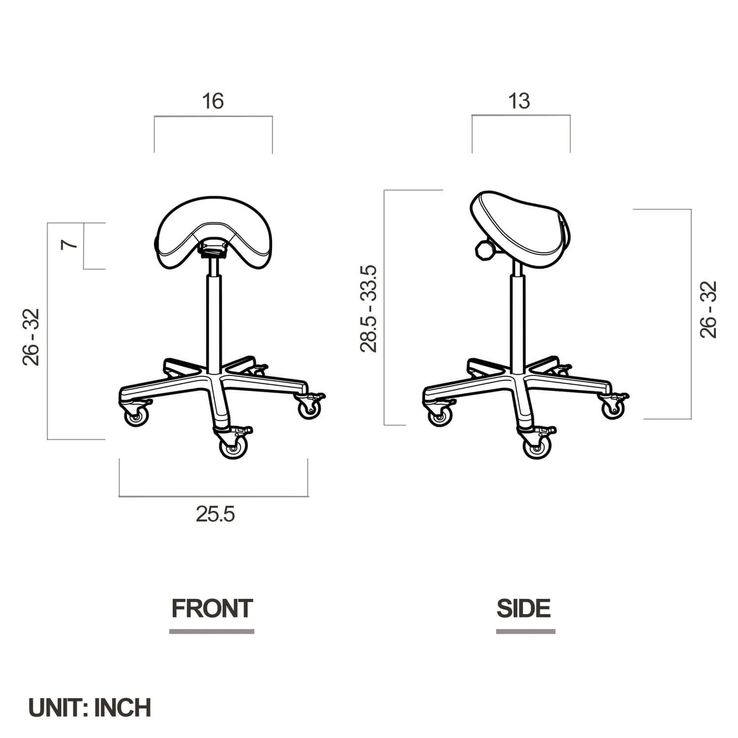 Heavy Duty Ergonomic Saddle Rolling Stool With Tiltable Seat