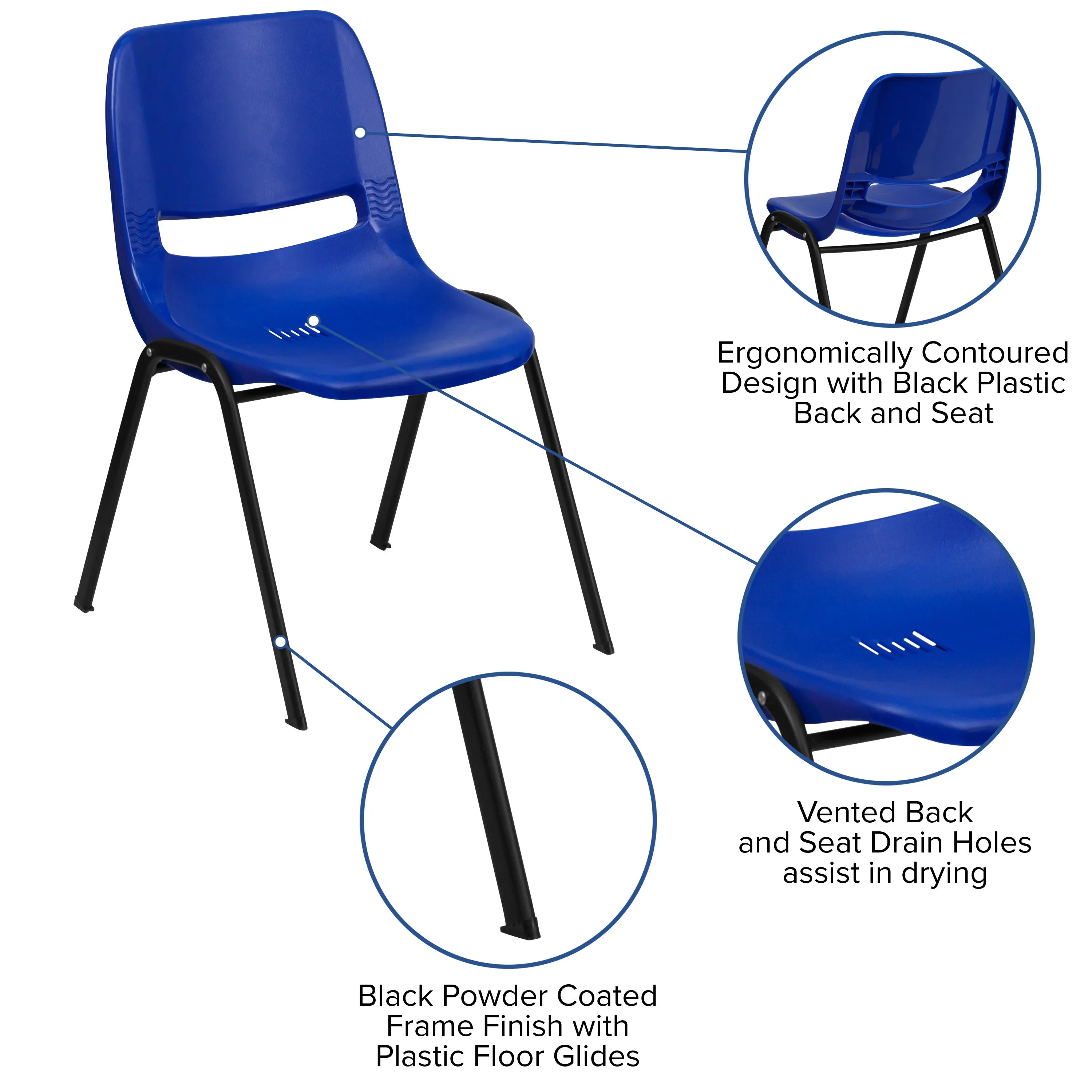 HERCULES Series 880 lb. Capacity Ergonomic Shell Stack Chair with Metal Frame