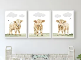 Highland Cow Nursery Prints - Set 1