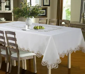 Luxury Crest Embroidered Table cloth, Top Dinner Kitchen Table Cover