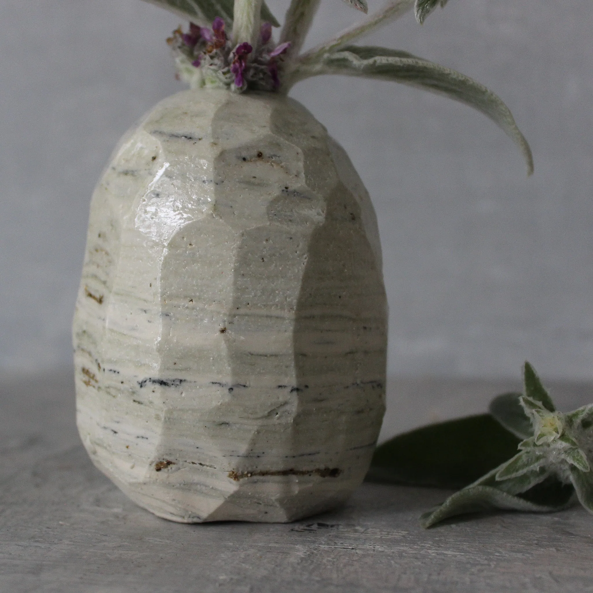 Marbled Faceted Vases