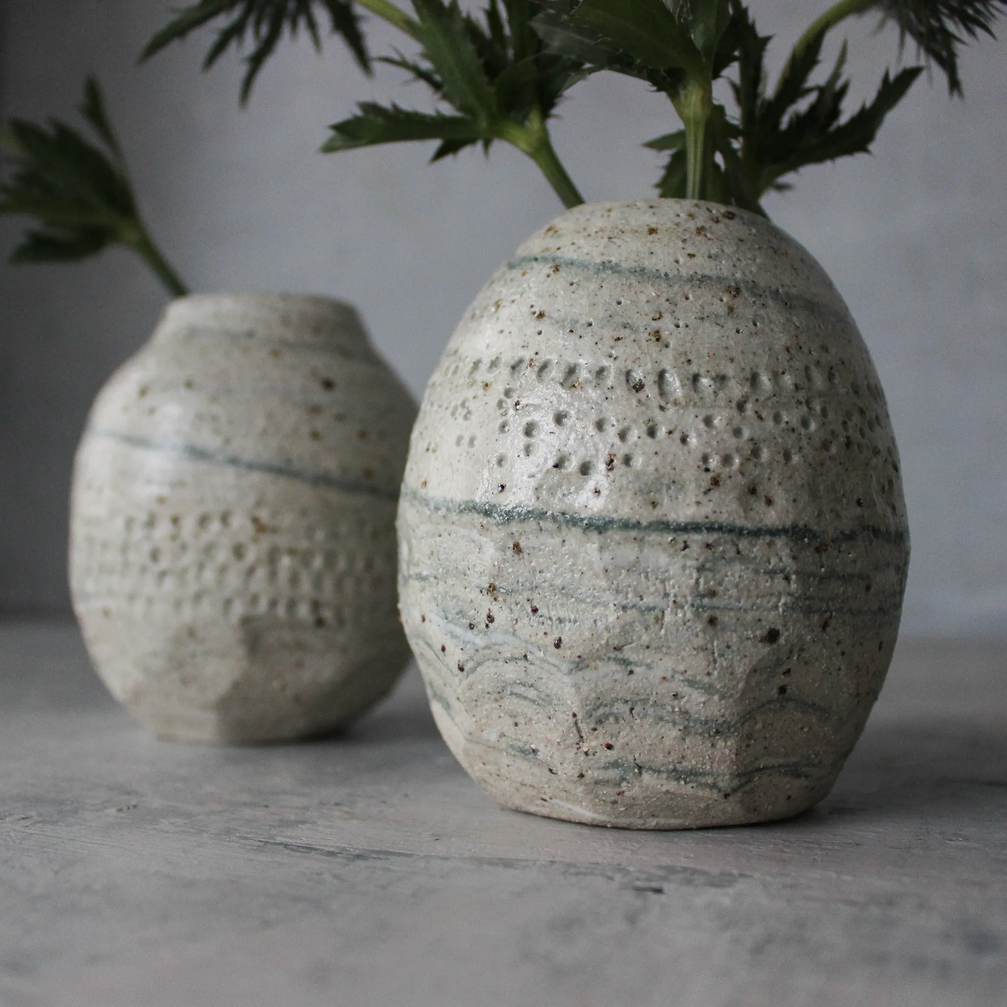 Marbled Faceted Vases