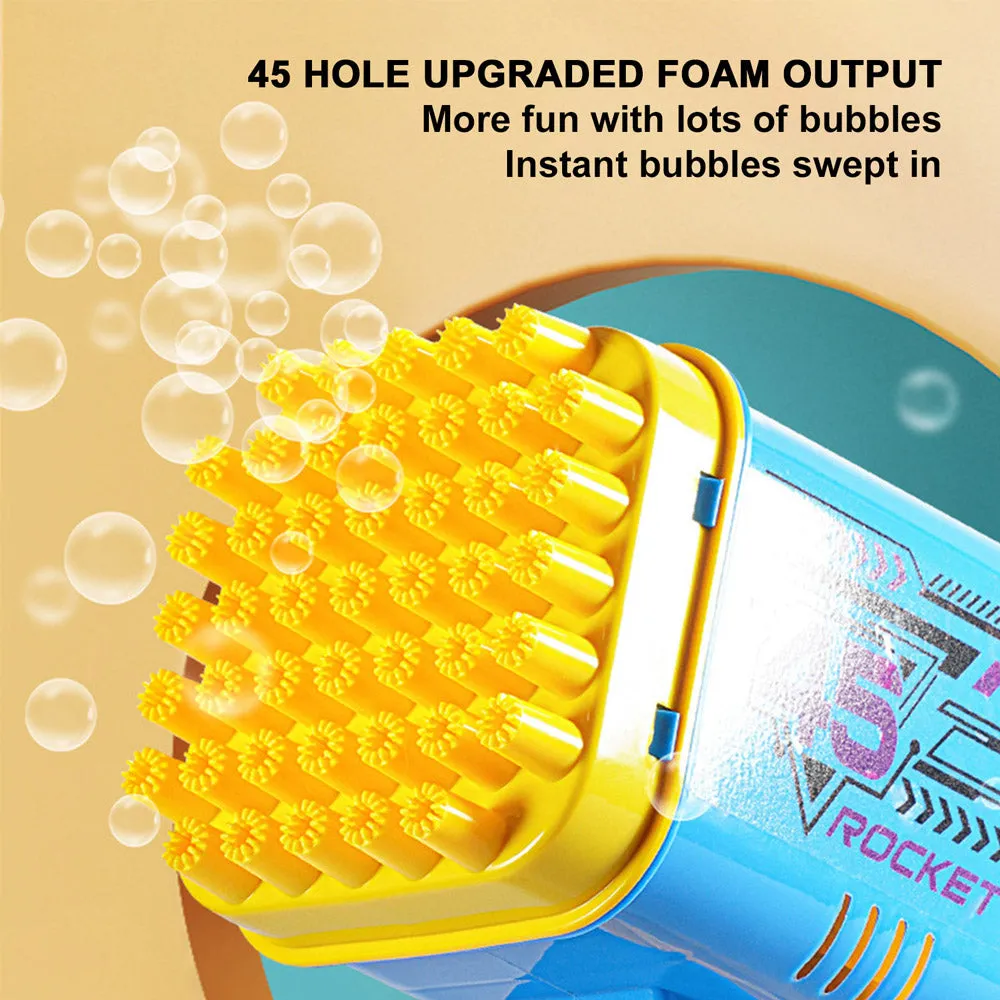 (NET) 45 Hole Electric Bubbles Machine Guns For Kids Bubble Machine  For Outdoor Activities