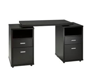 Office Desk with 2 Storage Drawers and 2 File Cabinets in Red Cocoa