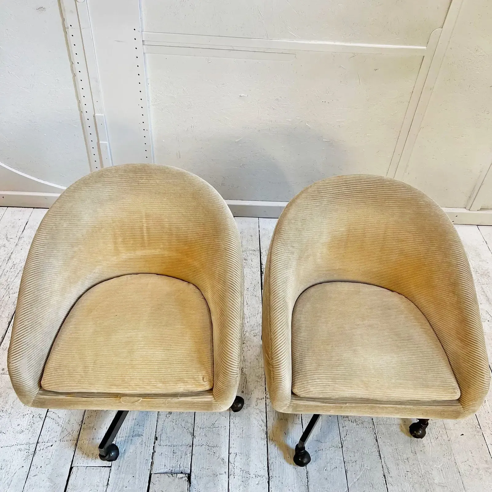 Rare George Kasparian Chairs On Casters