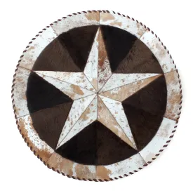 Round Western Rug - Cowhide Star & Edge, Bison Fill 60"