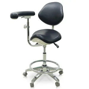 Saddle Style Dental Assistant Stool with Swing Arm and Footrest