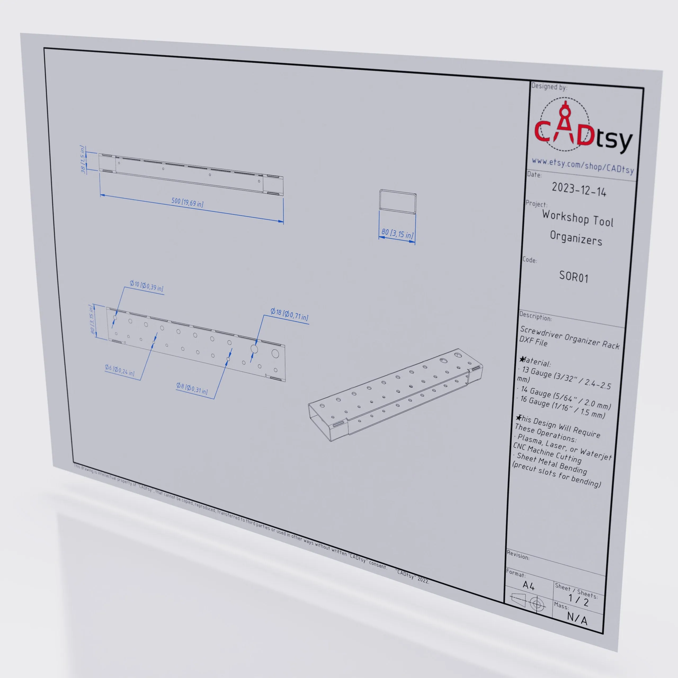 Screwdriver Wall Rack DXF / SVG - CNC Laser / Plasma Cut Files, Workshop Organizer