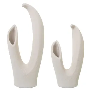 Set of 2 Vases Alexandra House Living Beige Ceramic