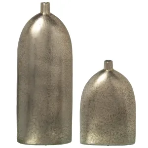 Set of 2 Vases Alexandra House Living Silver Ceramic 16 x 19 x 51 cm (2 Pieces)