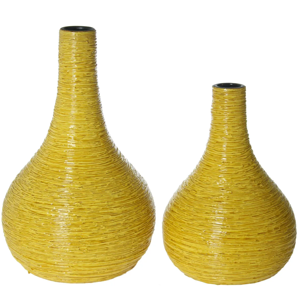 Set of 2 Vases Alexandra House Living Yellow Ceramic 25 x 36 x 37 cm (2 Pieces)