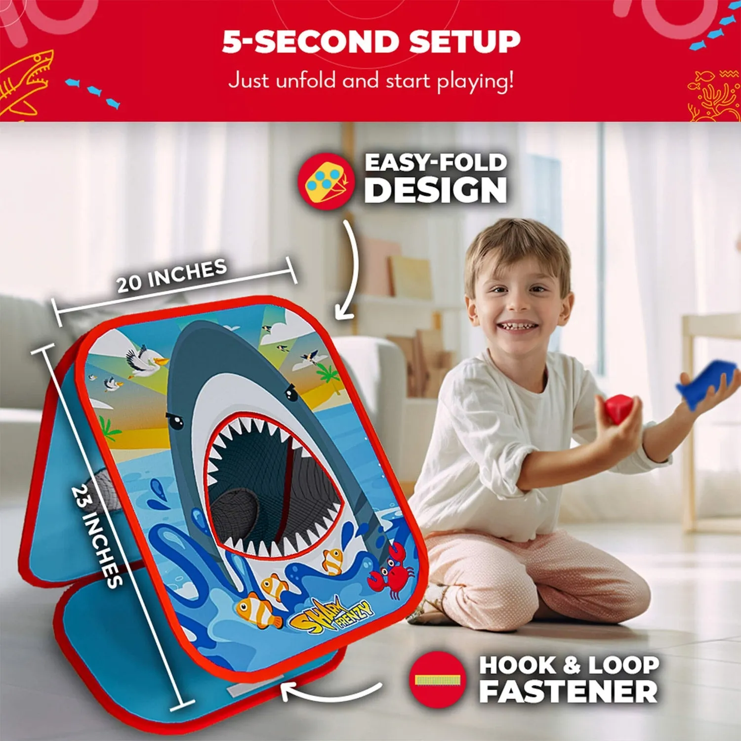 Shark Frenzy | 2-In-1 Bean Bag Toss Game For Kids