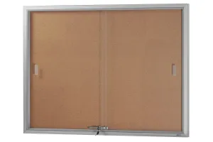 Vision Cork Notice Board Sliding Glass Door Silver Frame