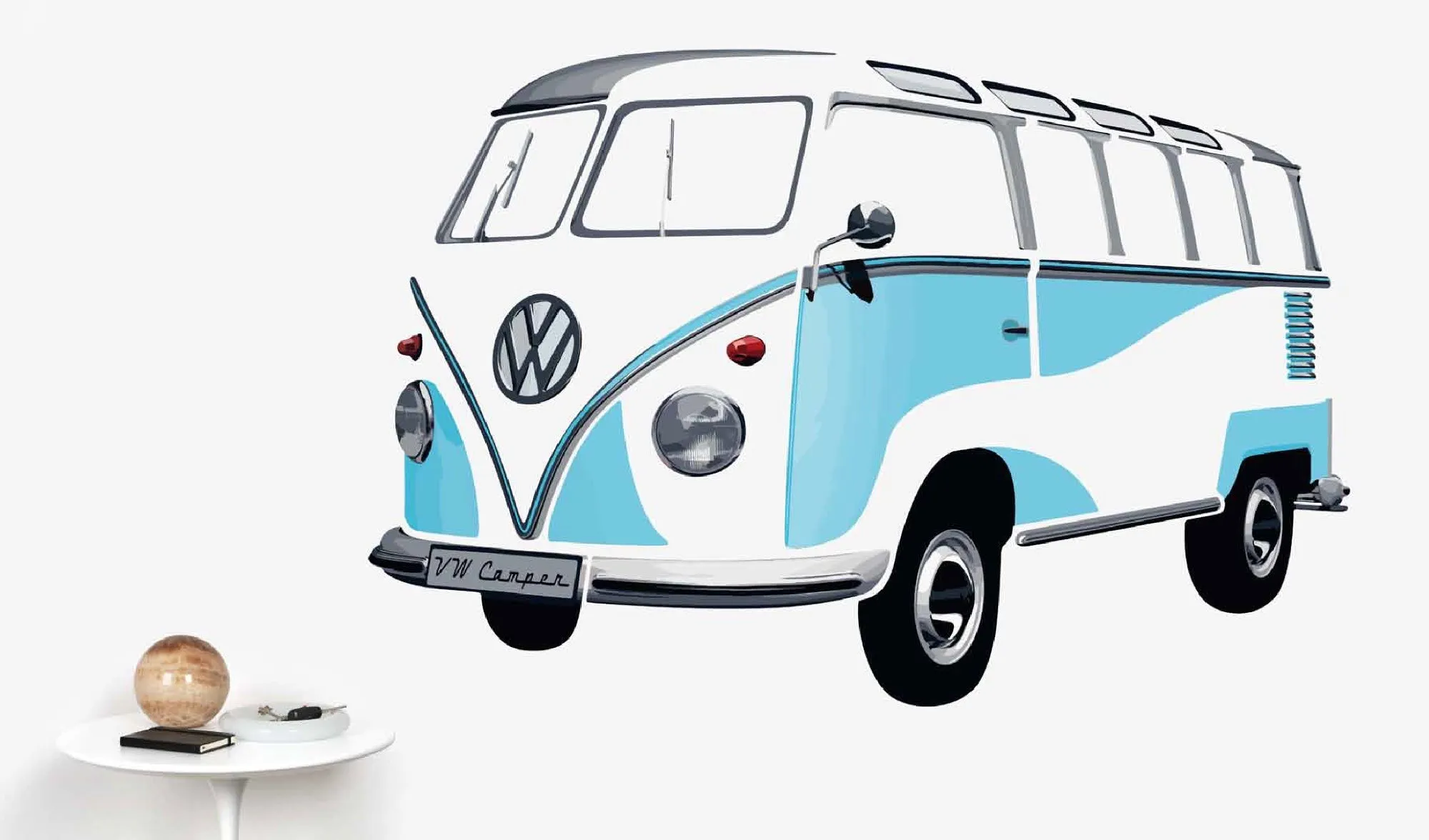 VW T1 Bus Wall Sticker / Tattoo - Classic Blue