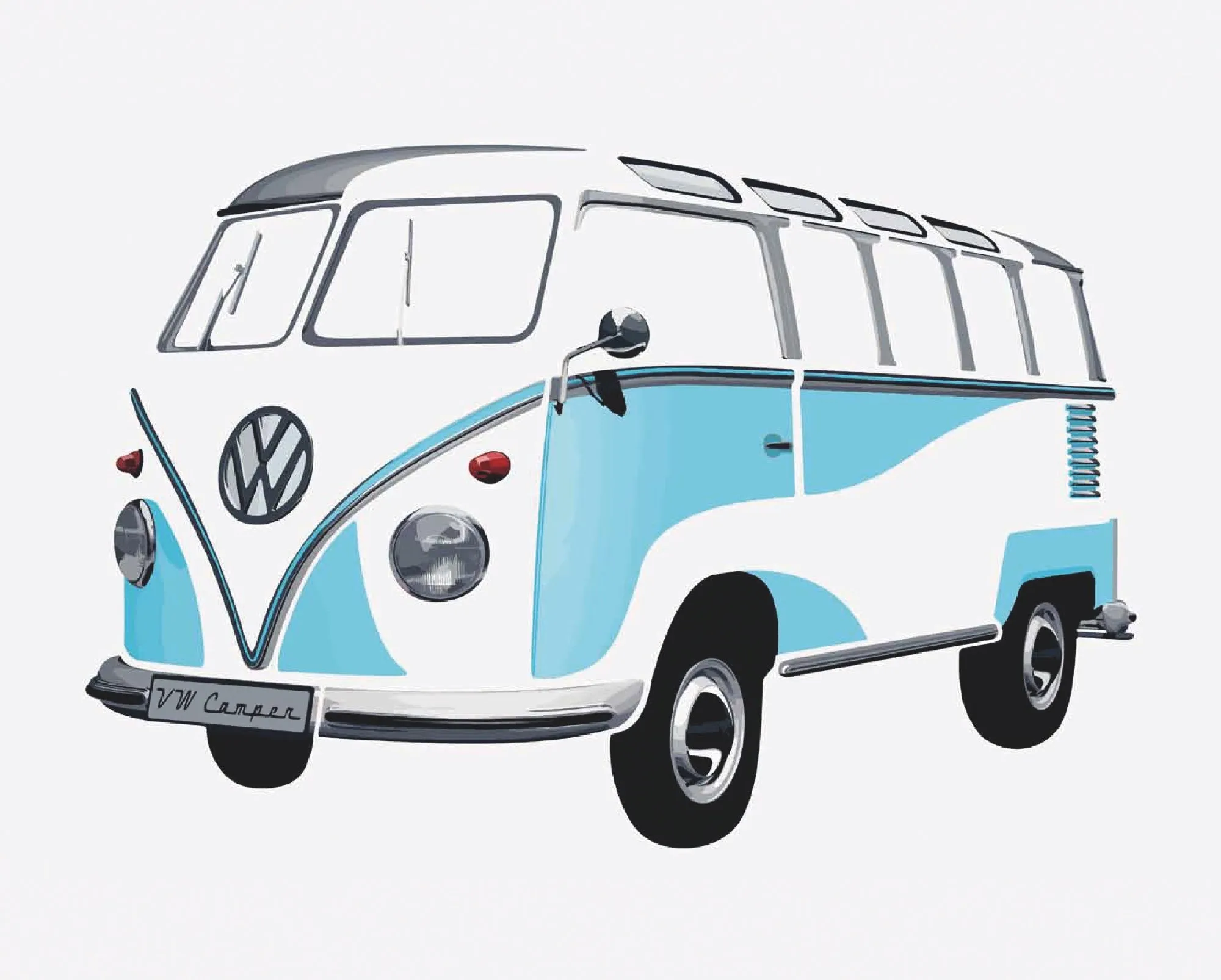 VW T1 Bus Wall Sticker / Tattoo - Classic Blue