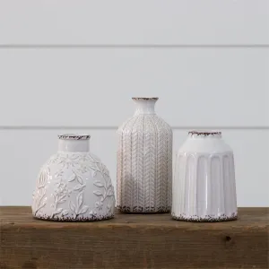 White Textured Pattern Vase - 3 Styles - Sold Separately